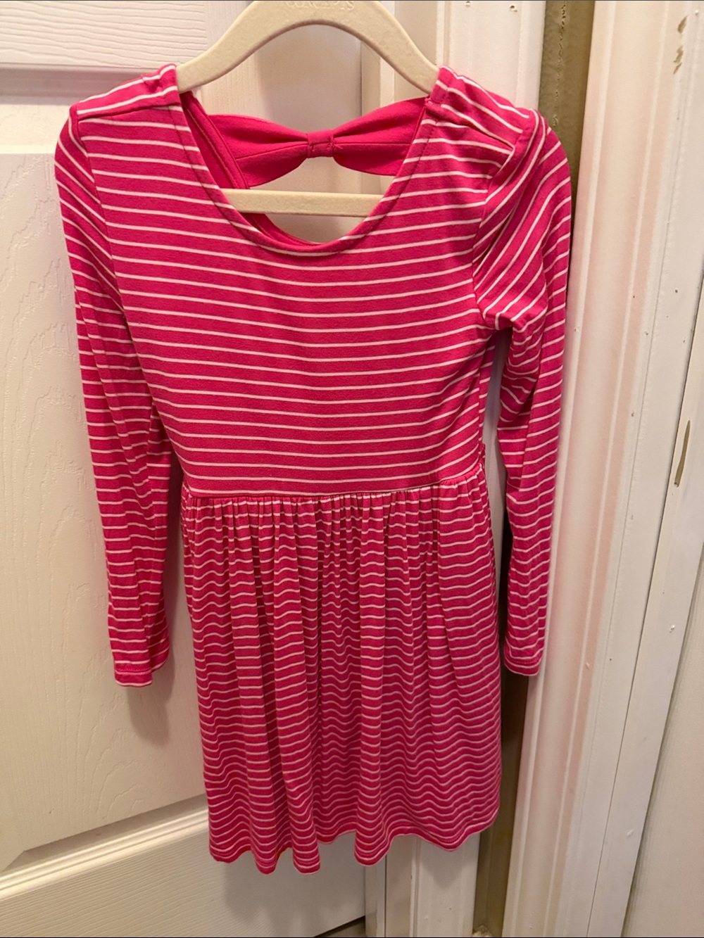 Play By Little Sleepies- Girls 4T, Striped Long-Sleeve Dress with Back Bow.